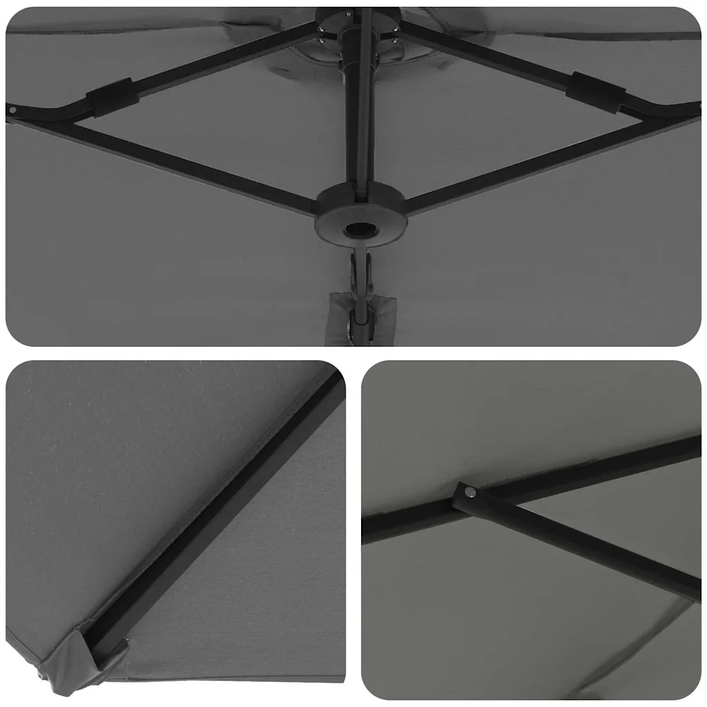 Ombrellone-Ombrello da giardino Antracite 372 x 198 x 243 cm Poliestere e Alluminio