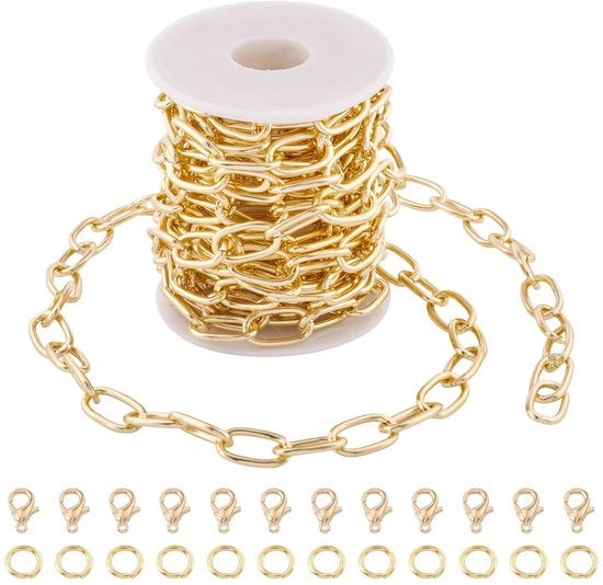 Fili di Alluminio a Catena da 5M - Chiavi a Crociera per Tartaruga - Anelli di Acciaio Inox - Fili di Acciaio Inox per Orecchini - Set di Fili da Orecchini con Spazzole in Plastica