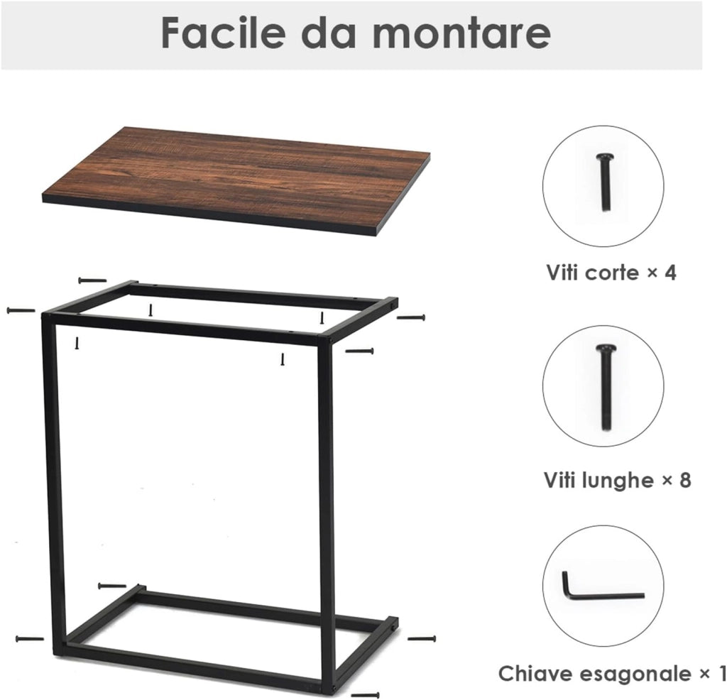 Tavolino Porta PC Laptop Tavolo da caffè in MDF, Ideale per Soggiorno Balcone Studio Giardino,55 x 35 x 65 cm (Marrone)
