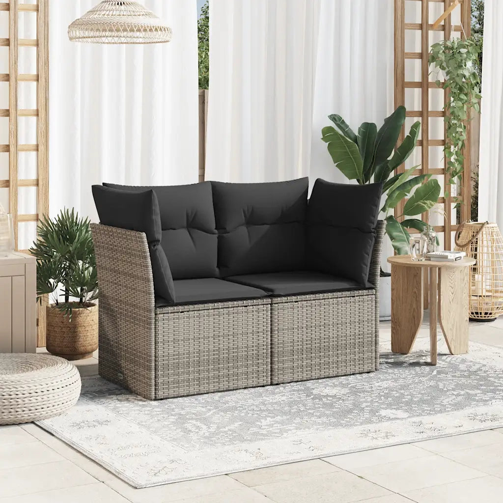 Divano da Giardino con Cuscini 2 Posti-Sofa da giardino Grigio in Polyrattan 405177