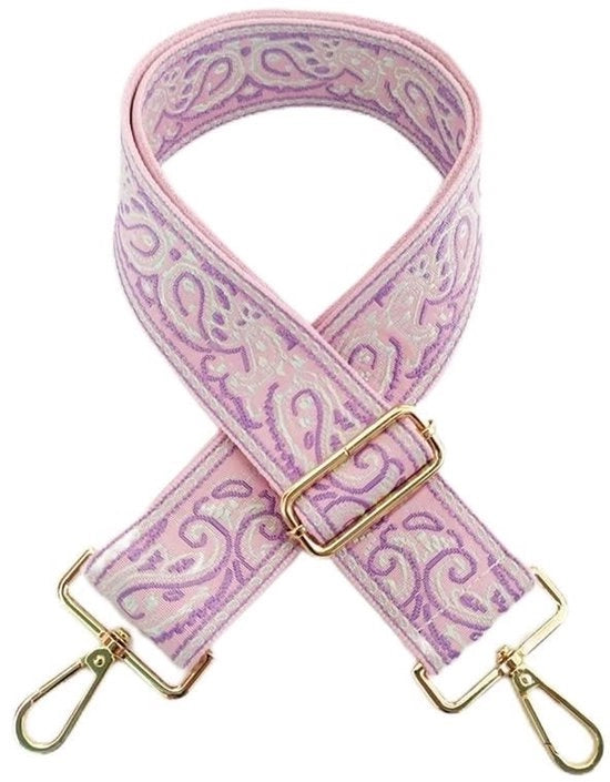 Fascia Regolabile da Spalla 75-130 cm - Larghezza 5 cm - Cotone - Donna - Disegno Fiori - Hardware Sostenibile - Cintura Portafoglio
