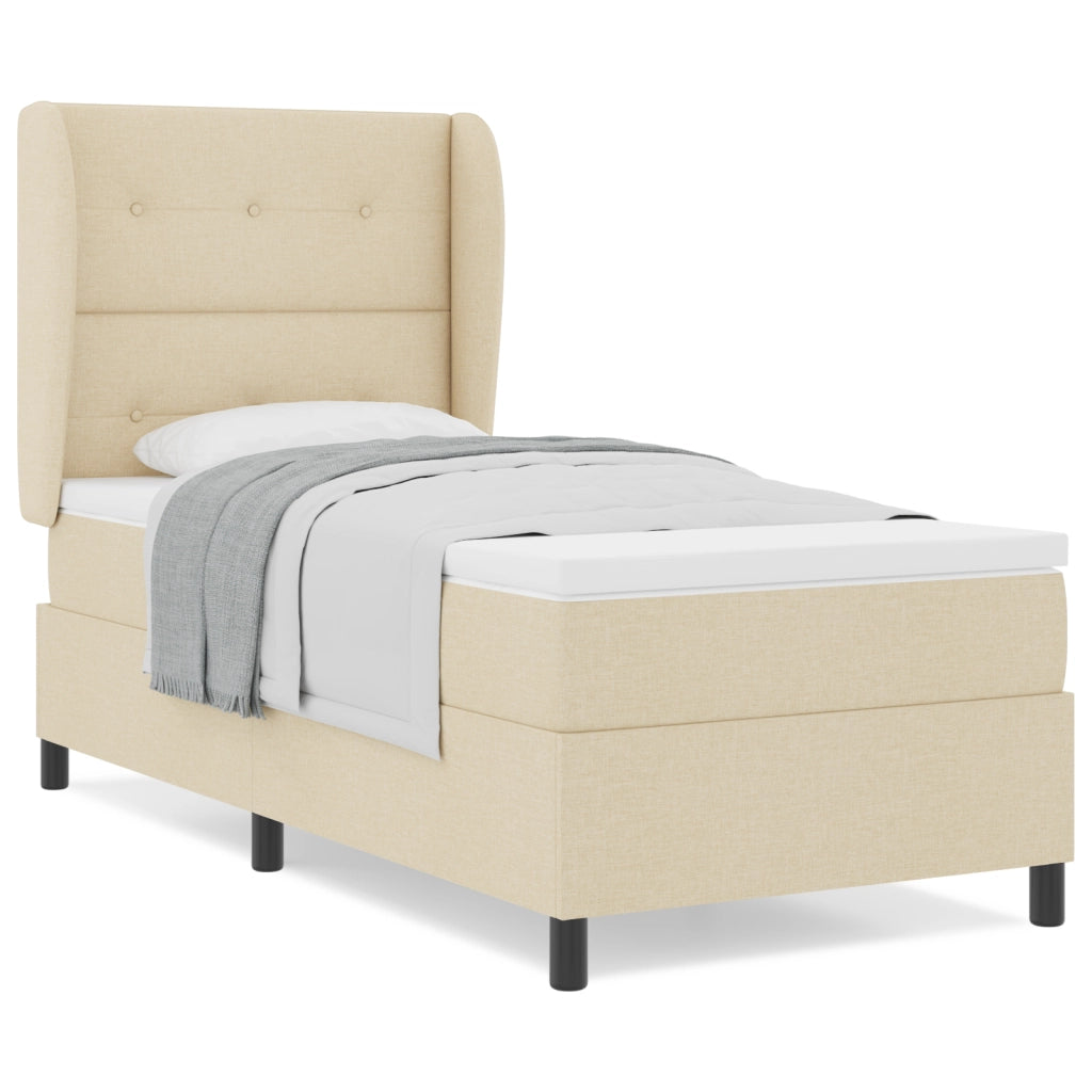 Letto a molle con materasso  Crema 90x200 cm Tessuto