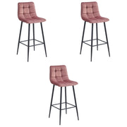 Sgabelli da bar Valora TEOTO in velluto rosa scuro con gambe in acciaio nero x3