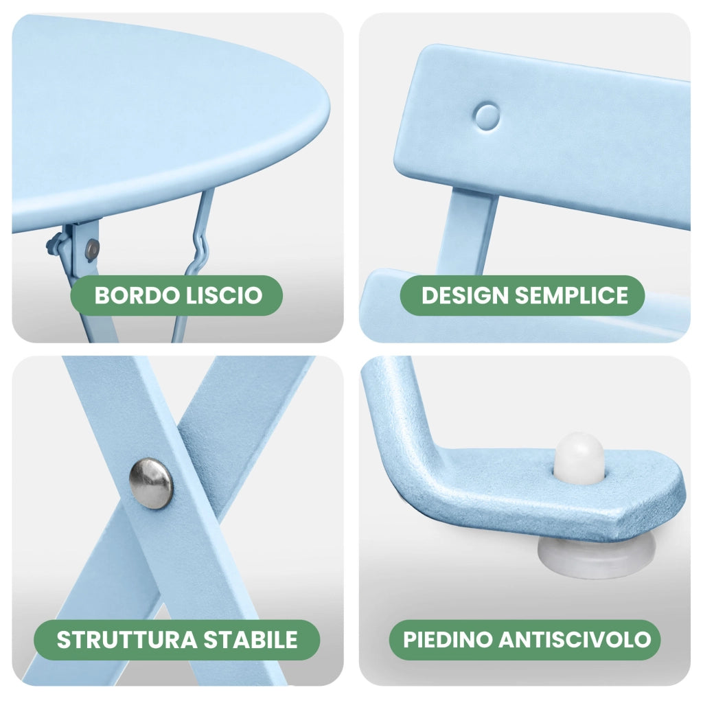 Set di mobili da balcone ORION Tavolo rotondo e 2 sedie in blu elegante