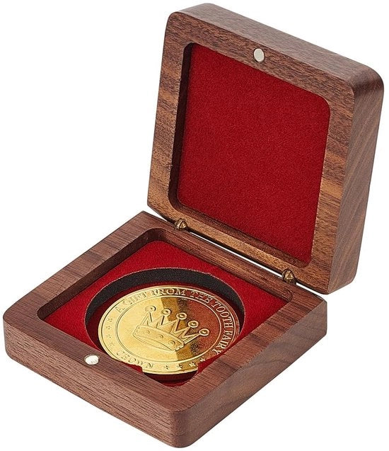 Cassetto in legno con chiusura a magnete - Copertura in velluto rosso scuro - 40 mm - Accessori creativi - Artigianato.