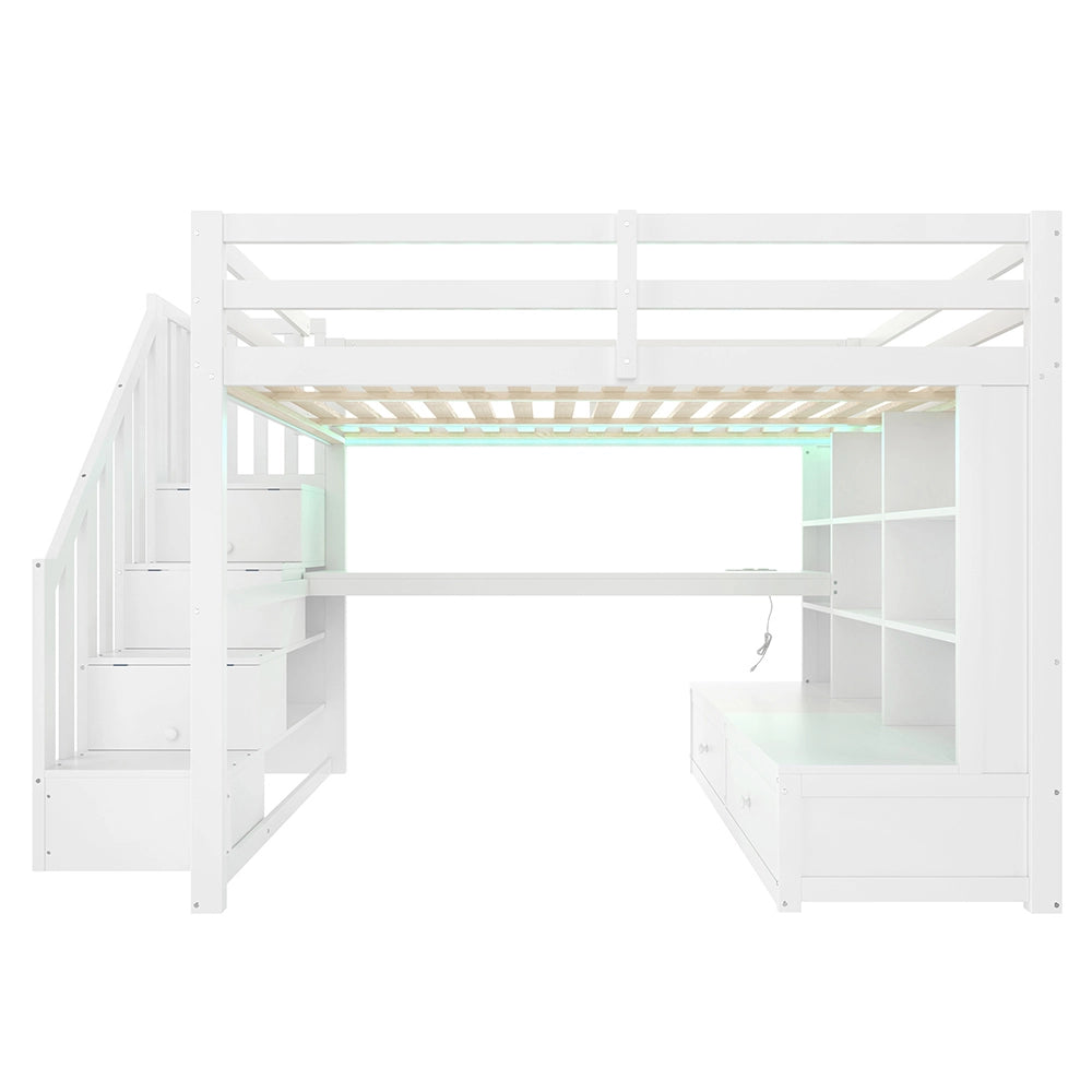 Letto a soppalco - Xylo - 140x200 cm scrivania bianco