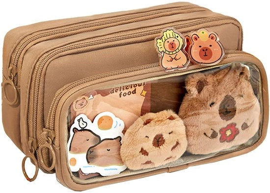 Etui a 10 lagen afferrabile, disegno capibara carino, più compartimenti, ideale per studenti, organizzatore per carta da lettera, funzione elegante, portatile e duraturo, multifunzionale