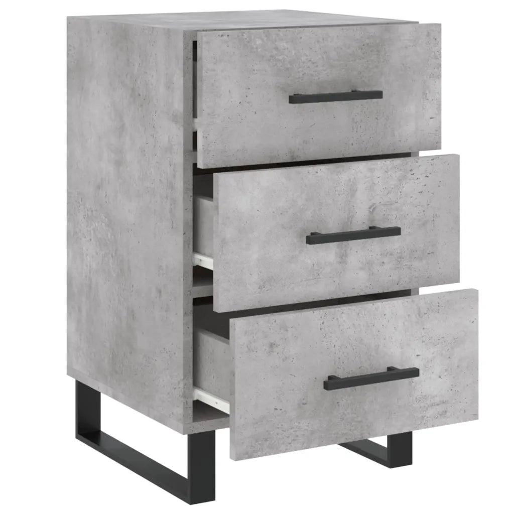 Comodino | Armadio da Notte | Mobiletto da notte Grigio Cemento 40x40x66 cm in Legno Multistrato