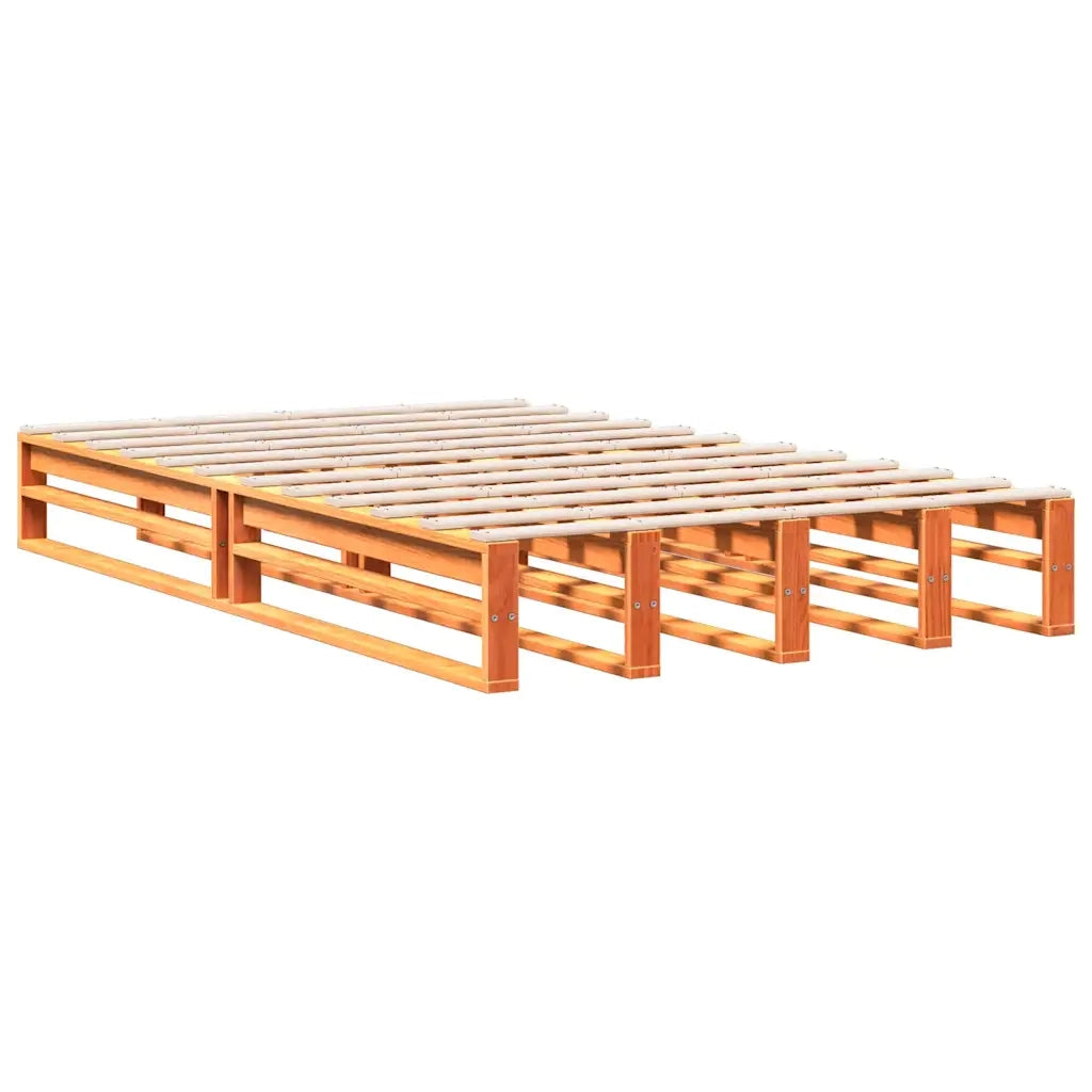 Letto Libreria senza Materasso Marrone Cera 135x190 cm in Pino