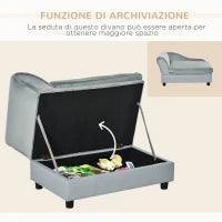 Divano per Cani con Spazio Portaoggetti e Cuscino, in Legno e Poliestere, 76x45x43 cm, Grigio Chiaro