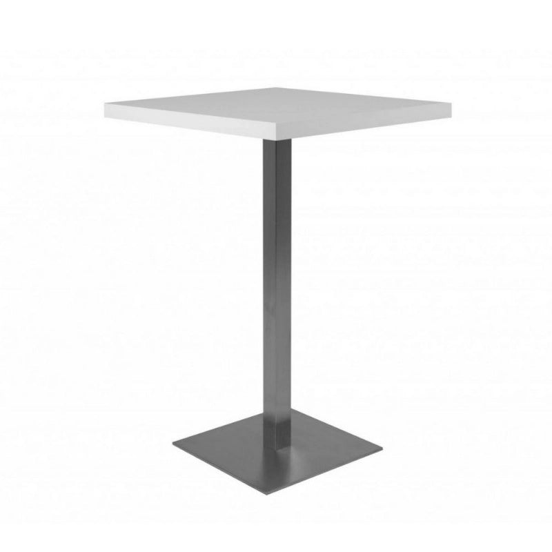 (3c) Tavolo alto Quadrato 105 cm piano bianco e base cromo cm 70x70xh.105
