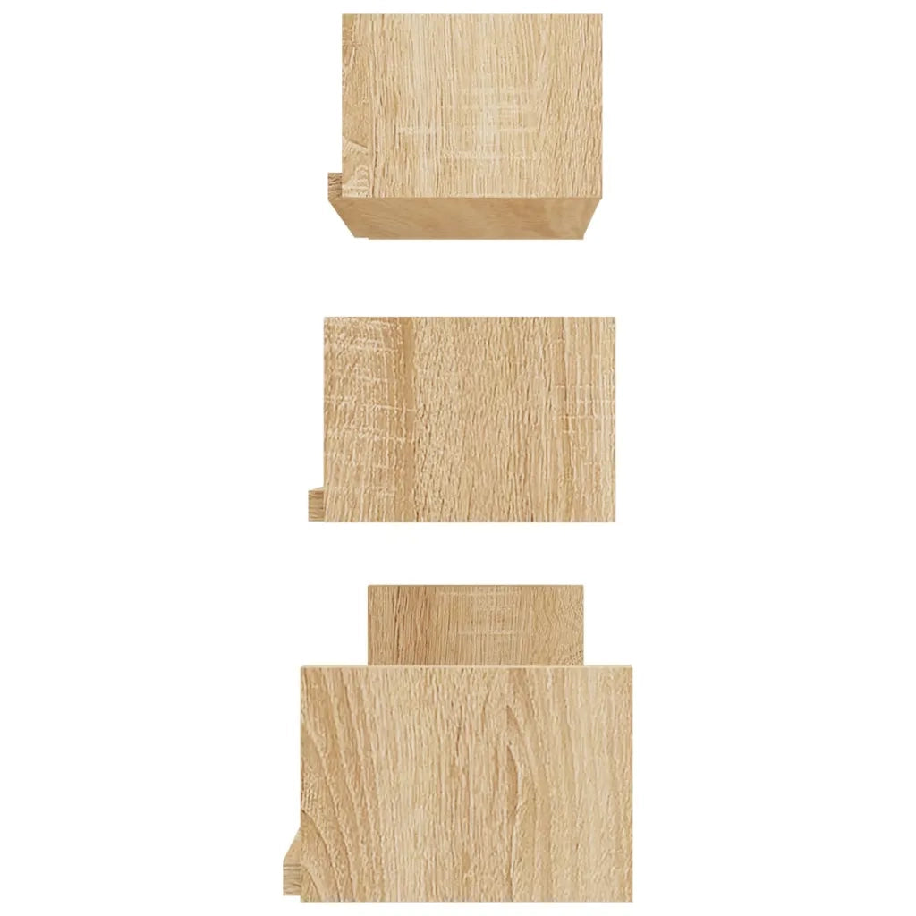 Mensole a Muro 3 pz Rovere Sonoma in Legno Multistrato 800201