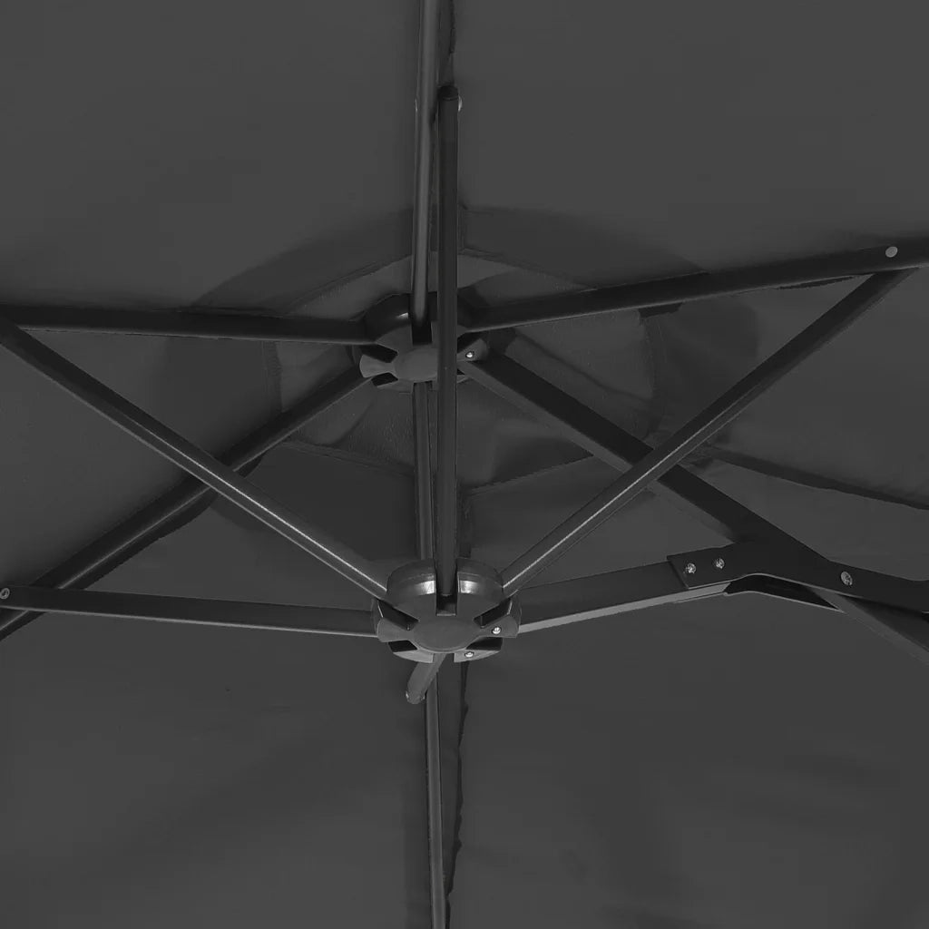 Ombrellone a Doppia Testa con LED Antracite 316x145 cm 362971
