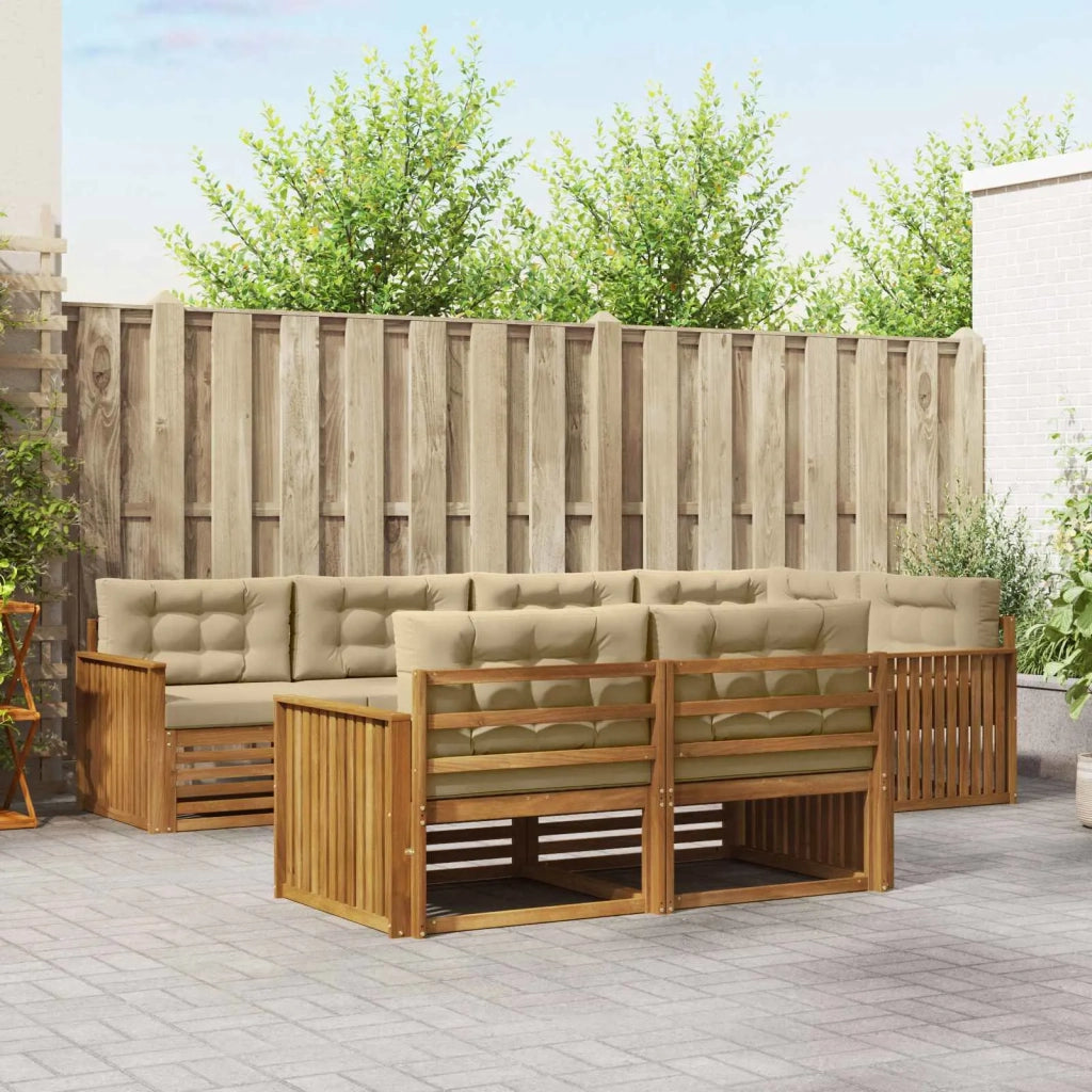 Set di divani da esterno con cuscino 7 pcs Naturale e Beige