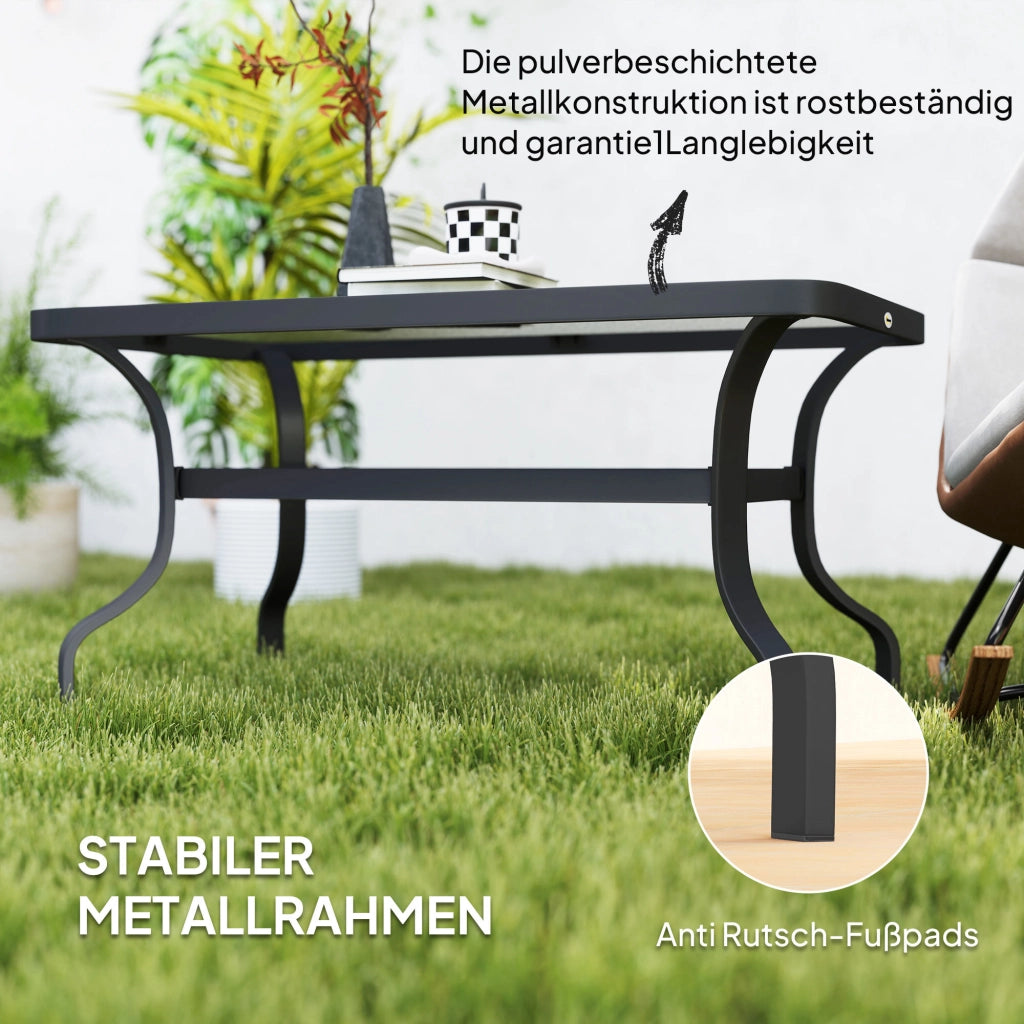 Tavolino da caff¨¨ con piano in vetro e design ondulato ¨C Zephmum ¨C Nero 95x55 cm
