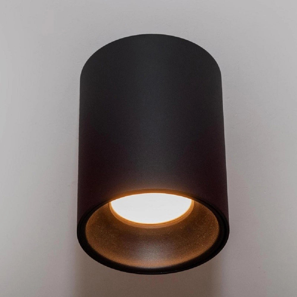 Trade Shop - Plafoniera Moderna Faretto Cilindro Esterno Da Soffitto Attacco Gu10 Luce 230v - Nero