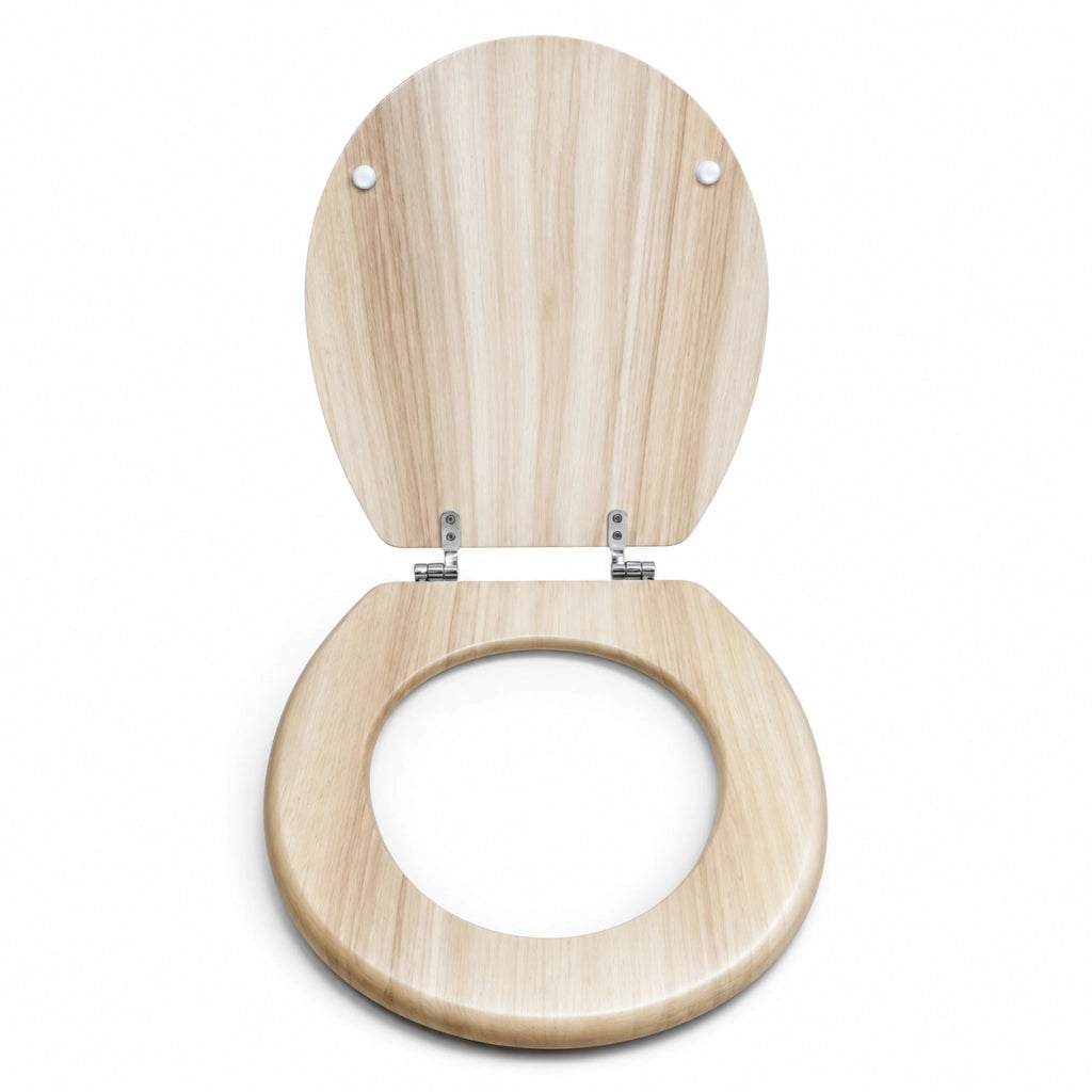 Sedile Copriwater Universale Per Bagno Wc MDF Beige Chiaro Effetto Legno 94106