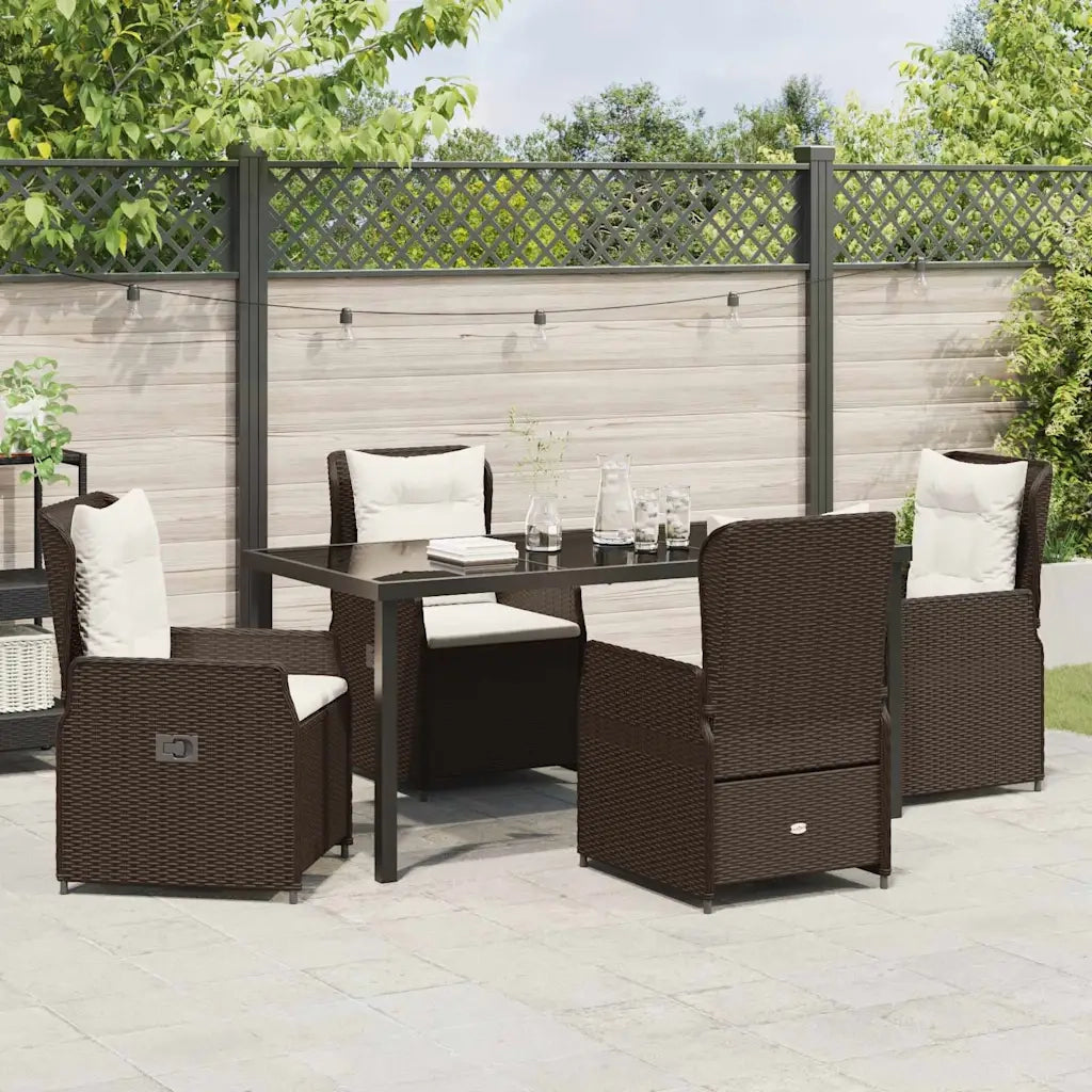 Set da Pranzo per Giardino 5 pcs Marrone polyrattan