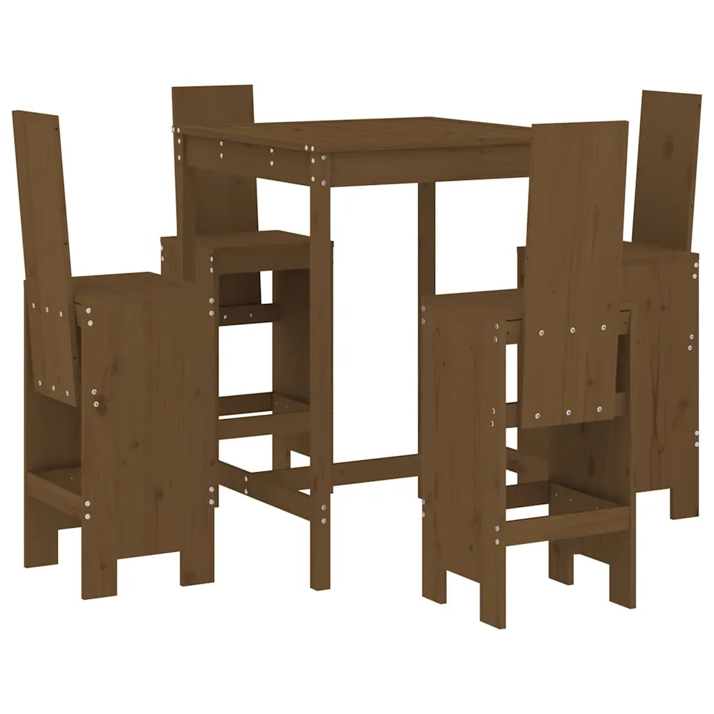 Set Bar da Giardino 5 pz | Set Salotto da Giardino ambra in Legno Massello di Pino