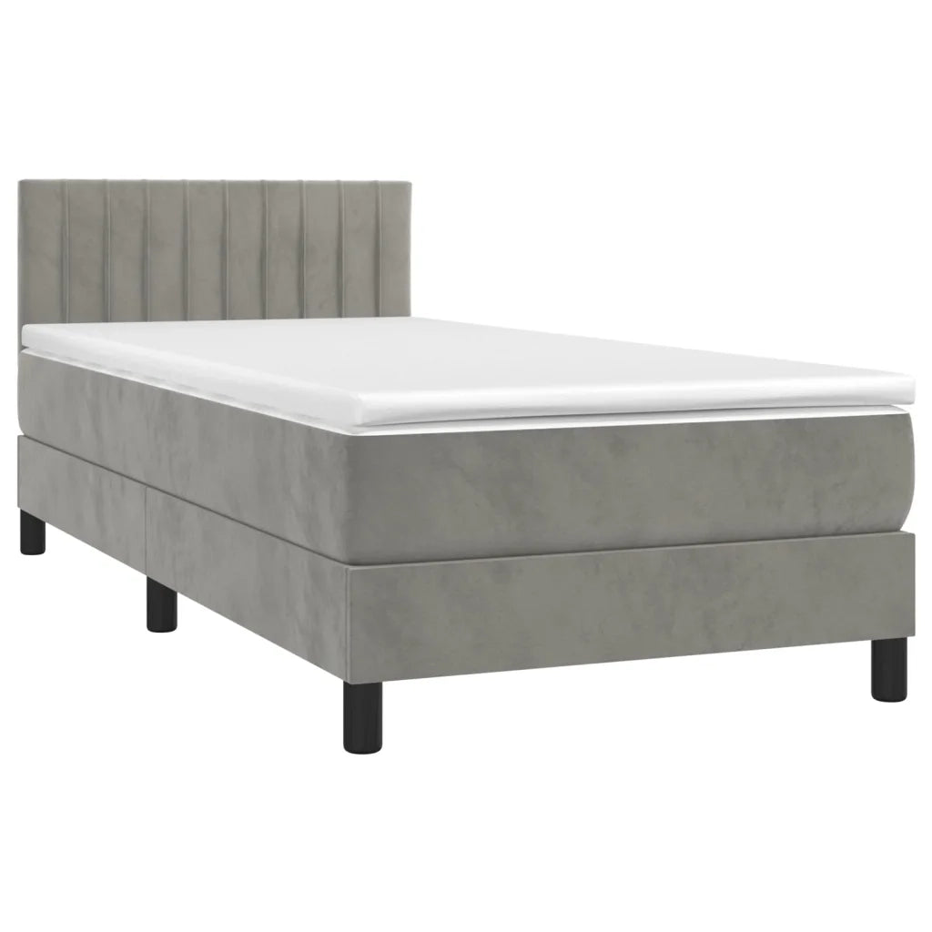 Letto a Molle con Materasso e LED Grigio Chiaro 100x200 cm Velluto 3134507