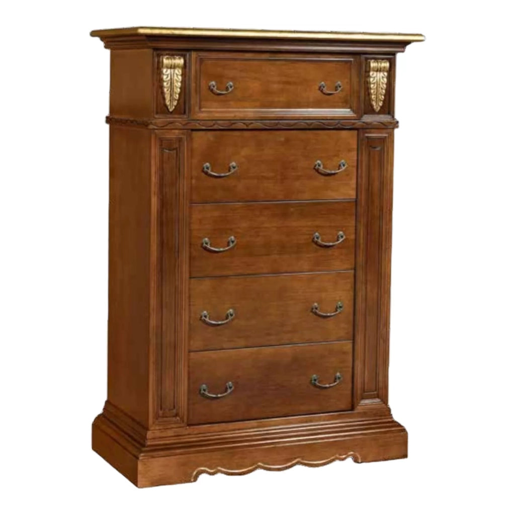 Cassettiera legno decori in foglia oro finitura bassano 106x53x153 - Mobili 2G