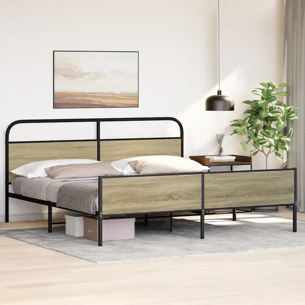Giroletto senza Materaso in Metallo Rovere Sonoma 193x203 cm 3318697