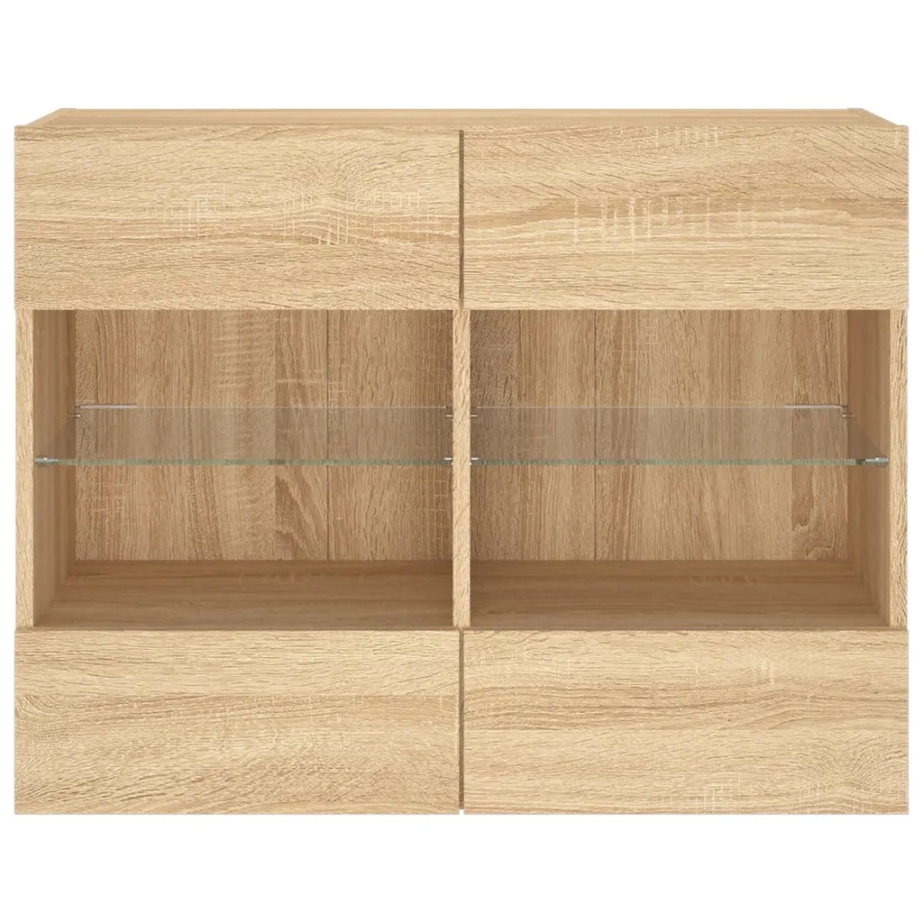 Mobile TV a Parete con Luci LED-Mobile TV a Muro Rovere Sonoma 78,5x30x60,5 cm
