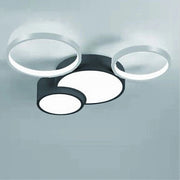 Trade Shop - Plafoniera Led 36w 4 Cerchi Argento Nero Lampada Soffitto Moderno Luce 6500k 70944 -
