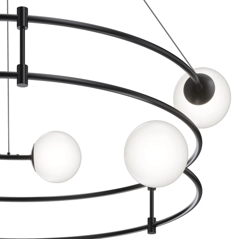 Maytoni Lampadario moderno Balance 6 luci G9 finitura nero metallo vetro