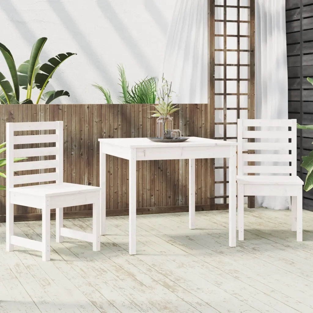 Set da Bistrot da Giardino 3pz Bianco in Legno Massello di Pino