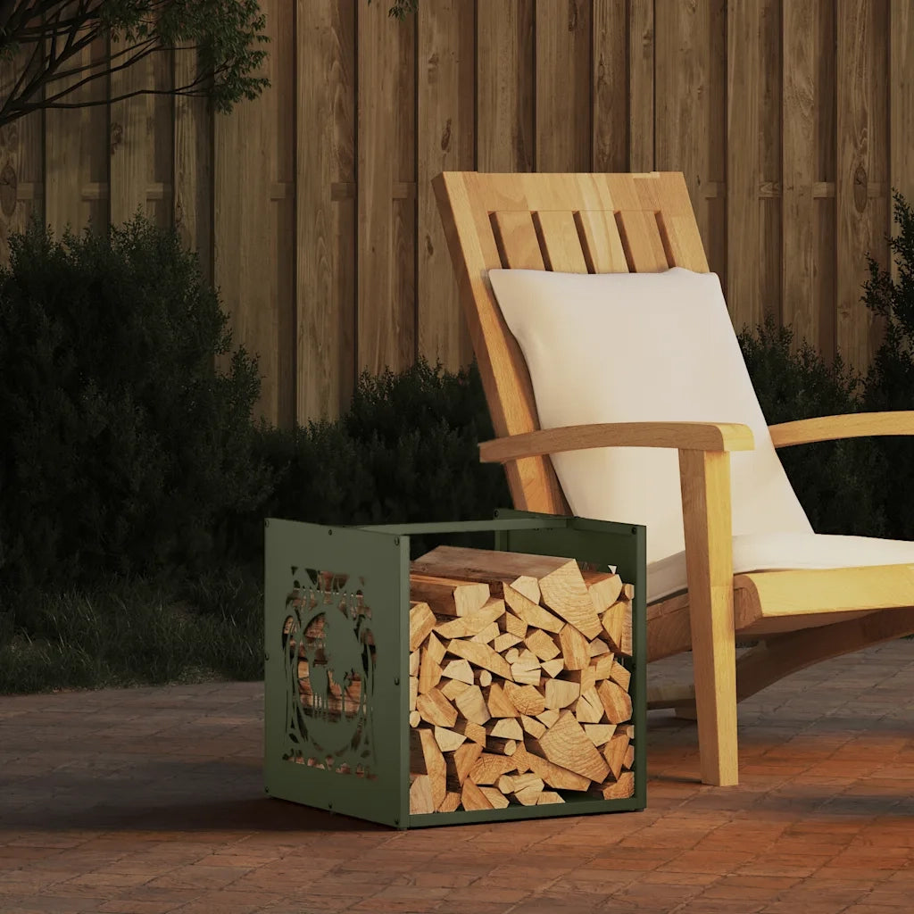 Rastrelliera per Legna da Ardere Verde Oliva 40x40x40 cm CFW2654438