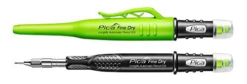 Pica 7070 Fine Dry Portamine Automatico Punta Rotonda 0,9 mm 5 Mine HB con Clip colore Grigio
