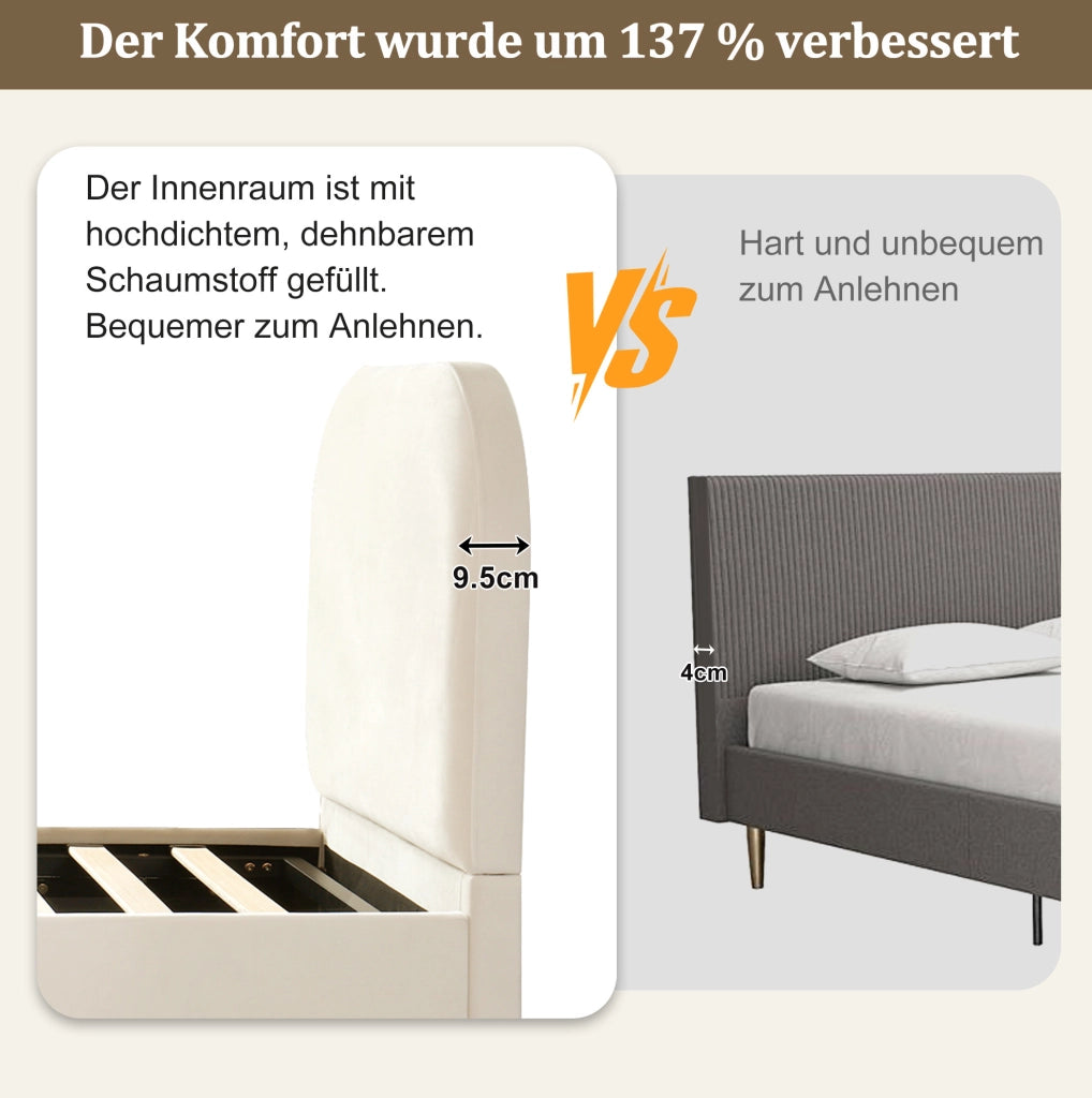 Letto imbottito per bambini beige con vano idraulico