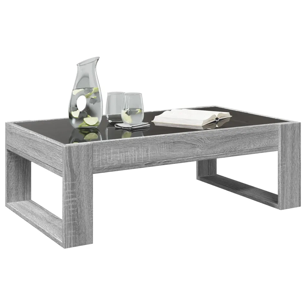 Tavolino da Salotto con LED Infinity Grigio Sonoma 90x53x30 cm