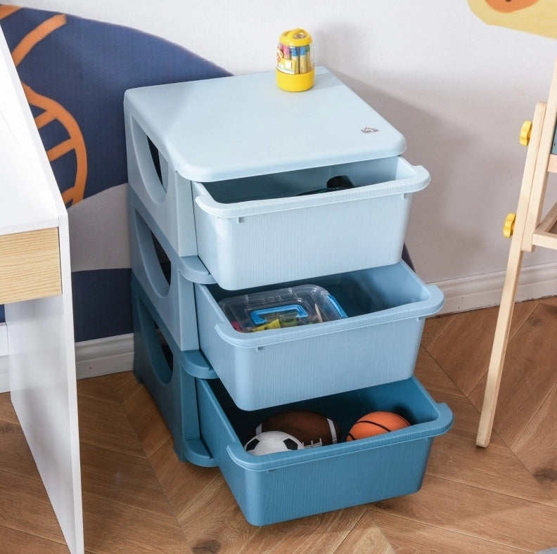 Contenitore per bambini con 3 cassetti, blu