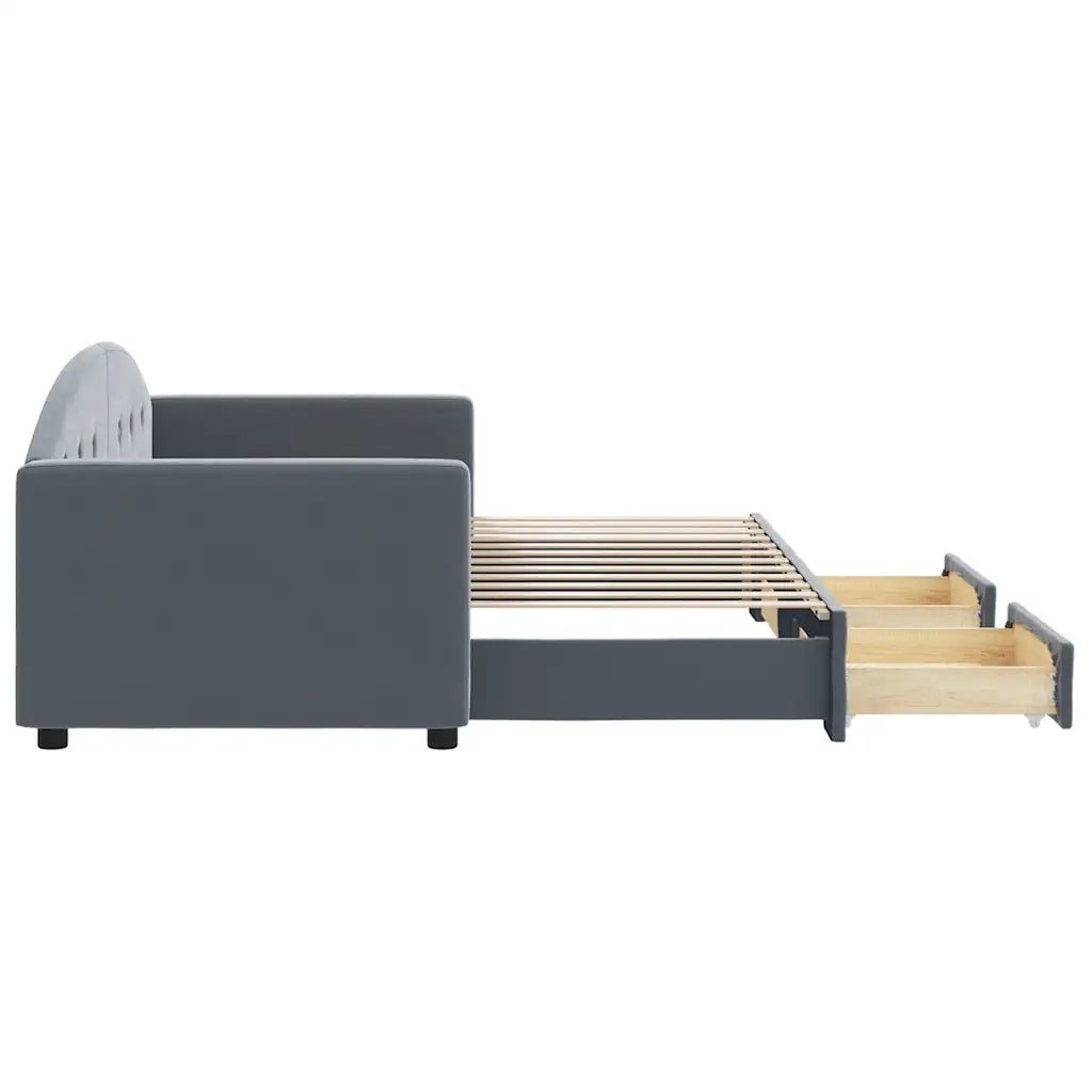 Divano Letto Estraibile Cassetti Grigio Scuro 80x200cm Velluto 3197343