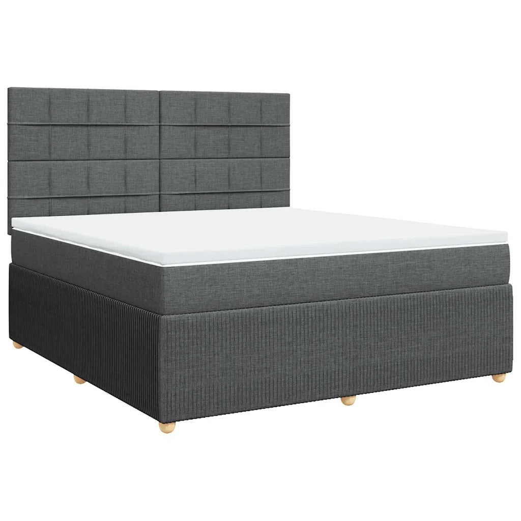 Giroletto a Molle con Materasso Grigio Scuro 180x200 cm Tessuto