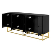 Credenza con 3 Ante Doppie; Frontali a Rilievo; Finitura Opaca; Ampio Contenimento; 160??38??75;5 cm; Truciolare; Nero