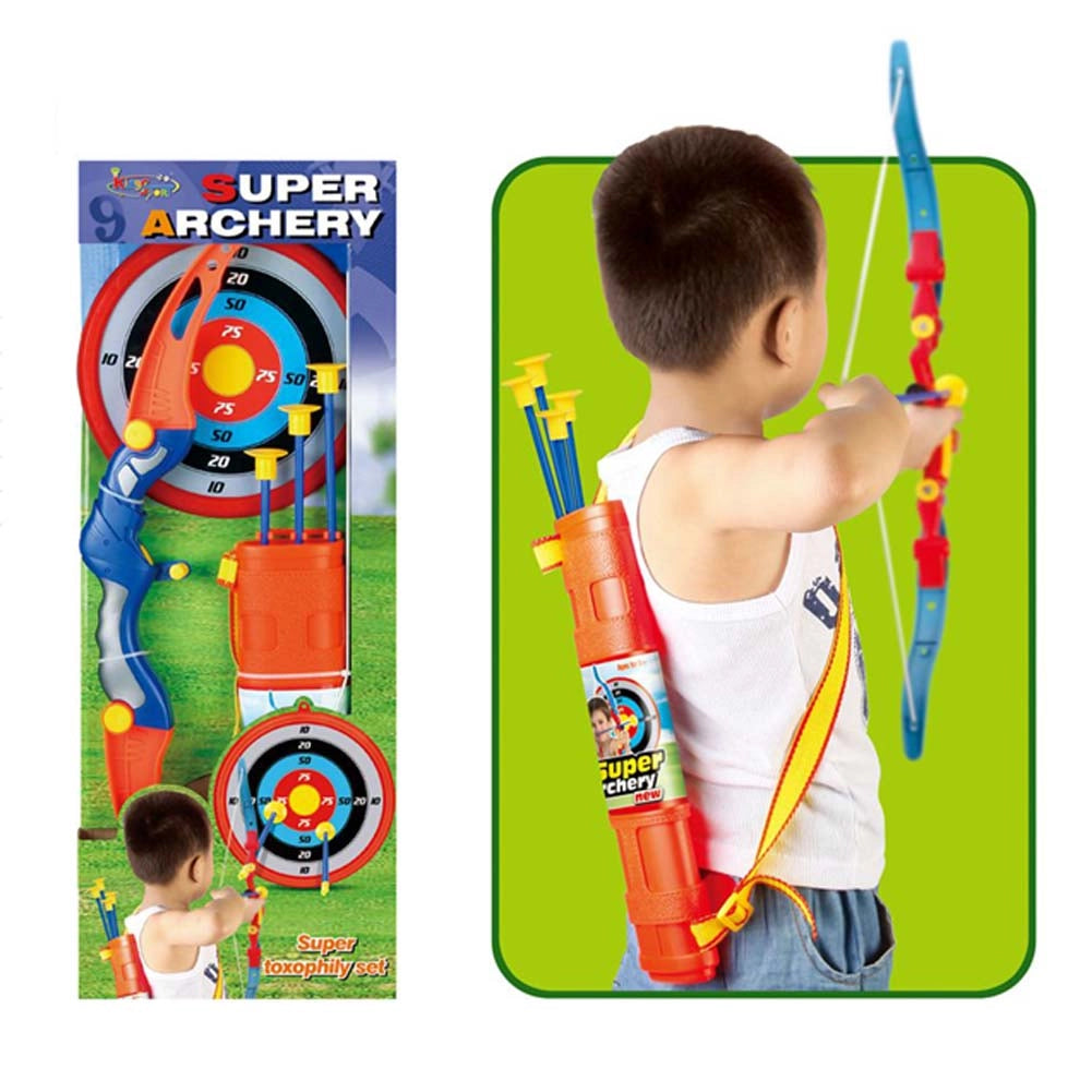 Set Arciere per Bambini con Arco 4 Frecce Bersaglio Muro e Tracolla Portafrecce