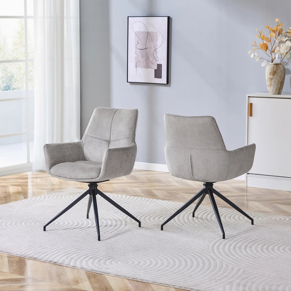 SEDIA girevole 360° in tessuto grigio e metallo nero