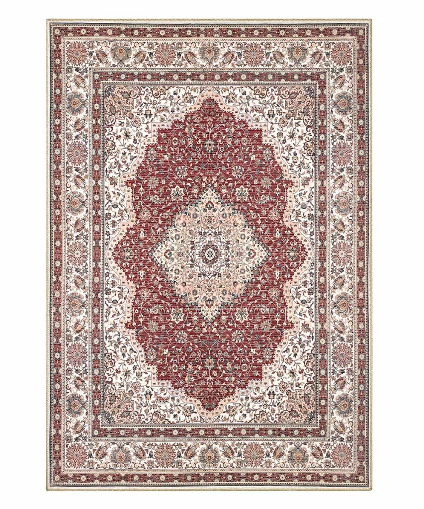 Tappeto arredo casa NAIN 01 rosso cm.200X280 riproduzione disegno orientale classico in stile persiano. Tappeto lavabile e antiscivolo per salotto, soggiorno, camera da letto.
