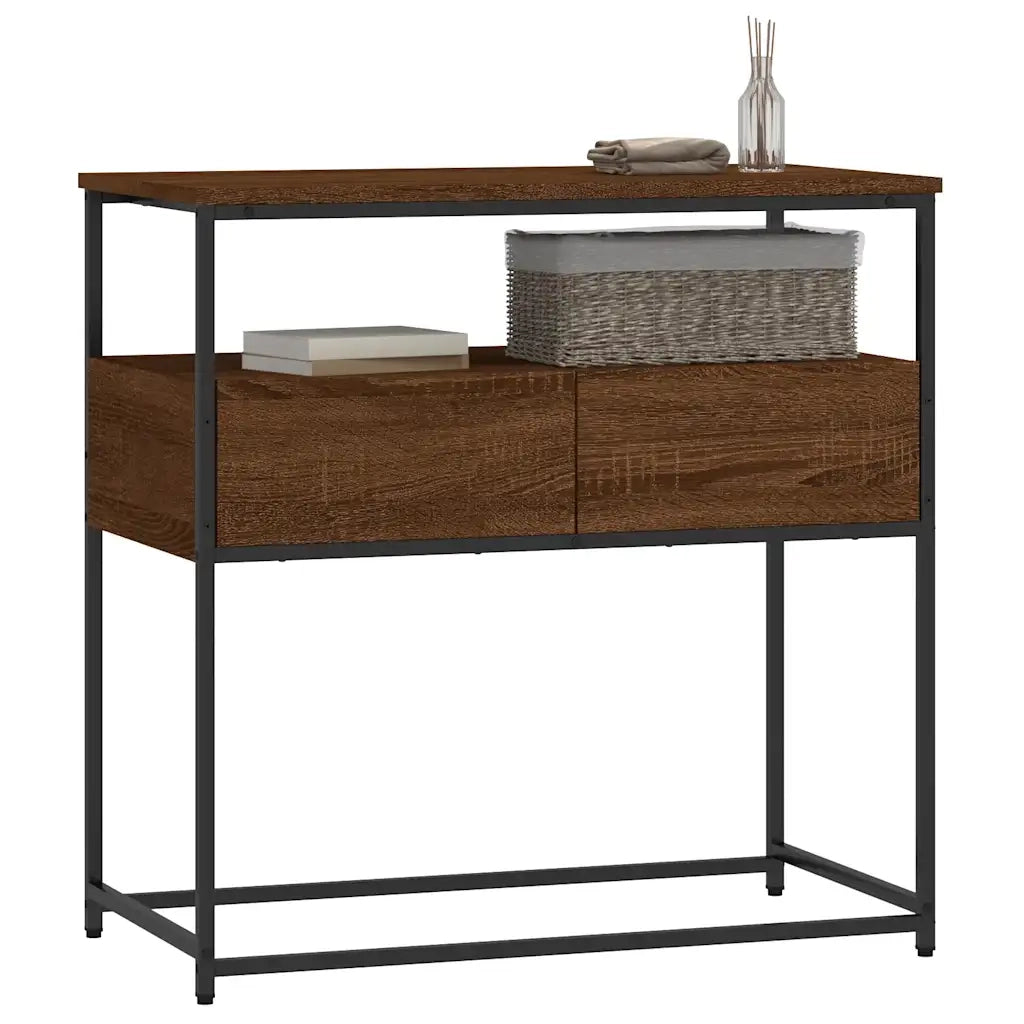 Tavolino Consolle-Tavolino da soggiorno-Tavolo Rovere Marrone 75x40x75cm Legno Multistrato