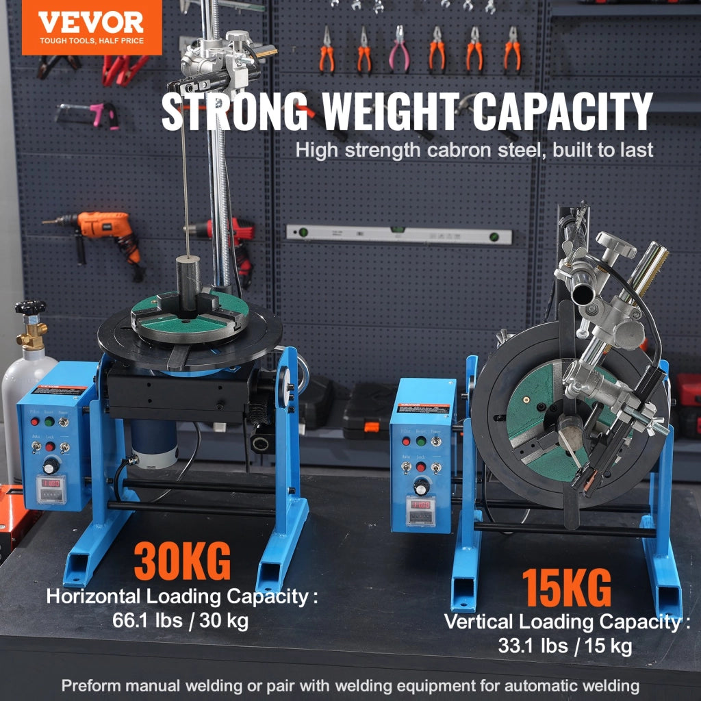 HD-30 Posizionatore Rotante per Saldatura 30 kg Tavola Girevole Inclinabile 0-90 Gradi 80W Motore 1-12 RPM con Mandrino per Fai da Te e Officina
