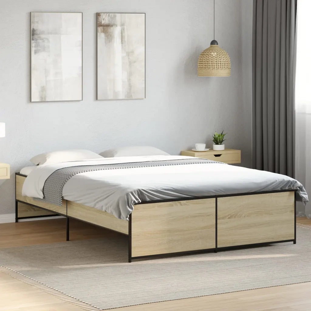 Giroletto-Struttura Letto Rovere Sonoma 120x200 cm in Legno Multistrato Metallo 760436
