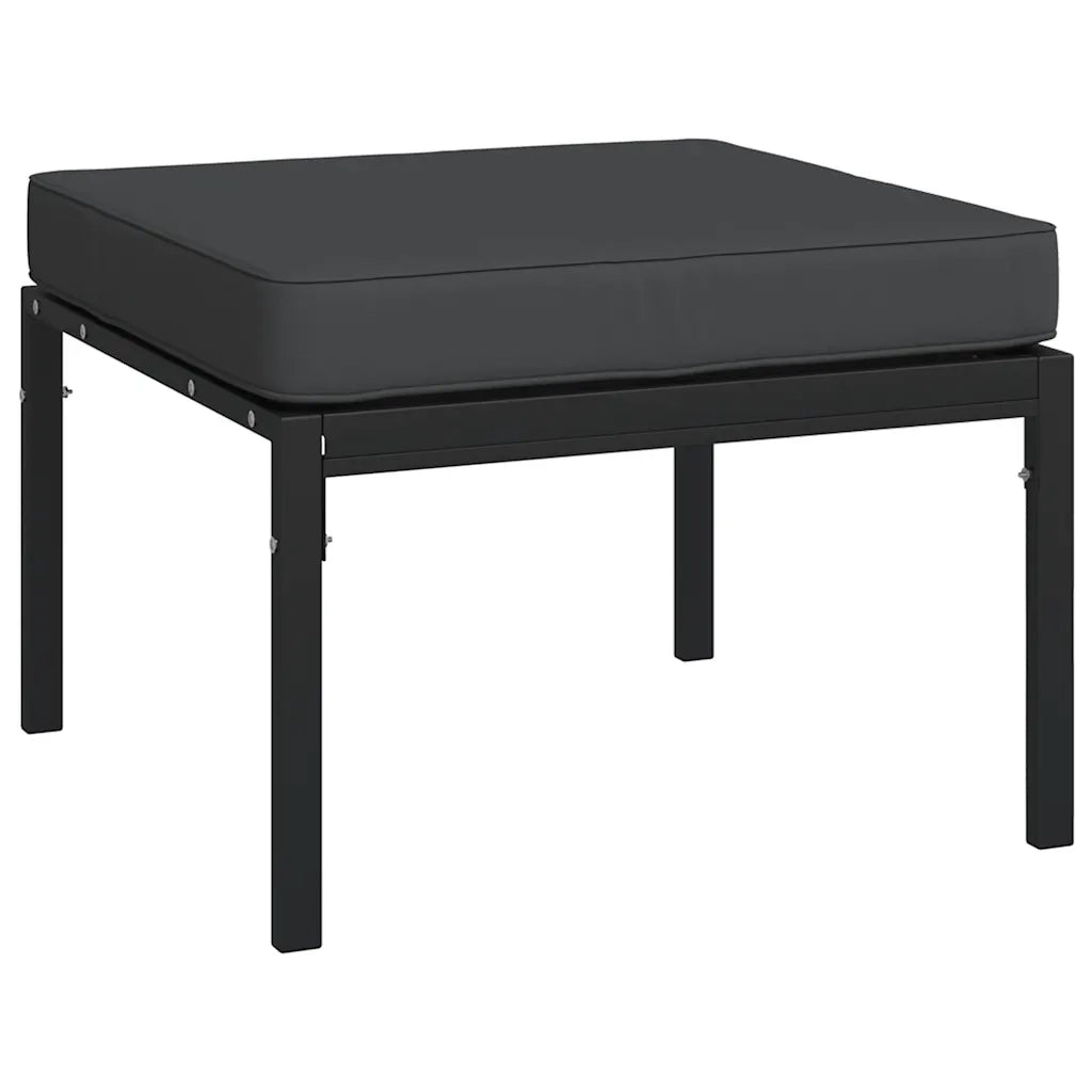 Sedia da giardino-Poggiapiedi Giardino con Cuscini Grigi 2pz 60x60x35 cm Acciaio