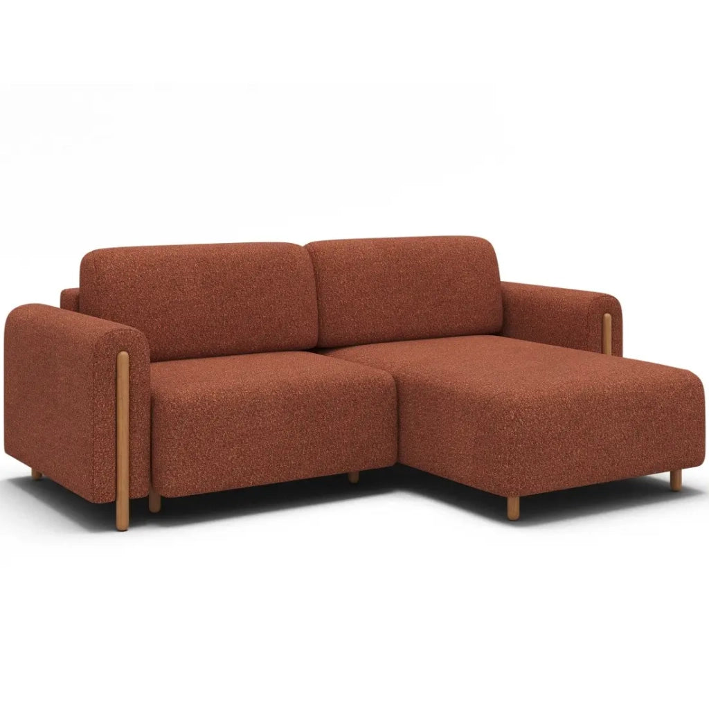Divano ad angolo trasformabile ARVESSA terracotta bouclette – Angolo destro