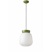 Sospensione Vintage Piccola Decò Corcovado Ceramica-Vetro Bianco-Verde E27