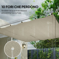 Telo per Pergola 288x298 cm con Fori di Drenaggio in Poliestere Traspirante UV30+ Beige