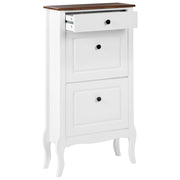 Scarpiera Bianca in MDF con Gambe Cabriolé Stile Shabby Chic Francese