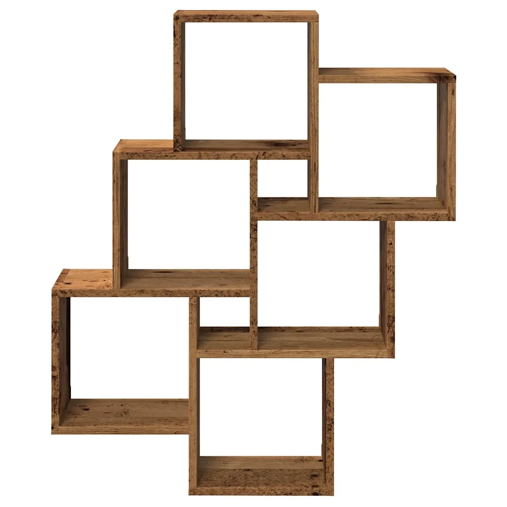 Mensola a Muro a Cubo Legno Antico 78x15x93cm Legno Multistrato